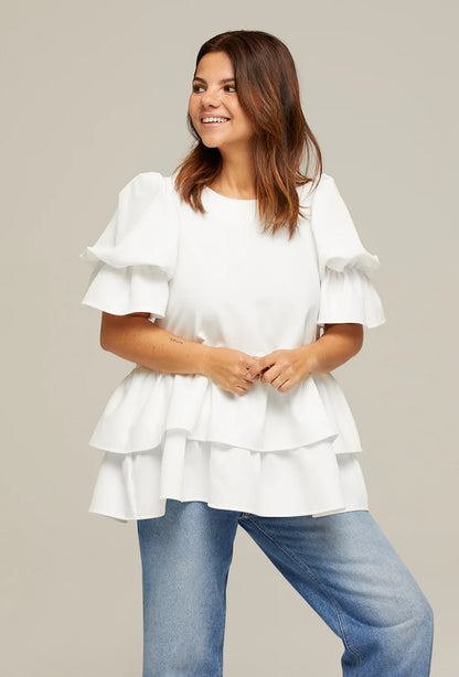 Blouse a volants blanc Clara 