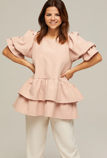 Blouse a volants rose Clara 