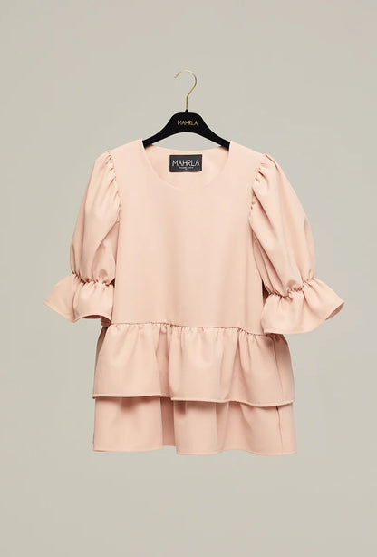 Blouse a volants rose Clara 