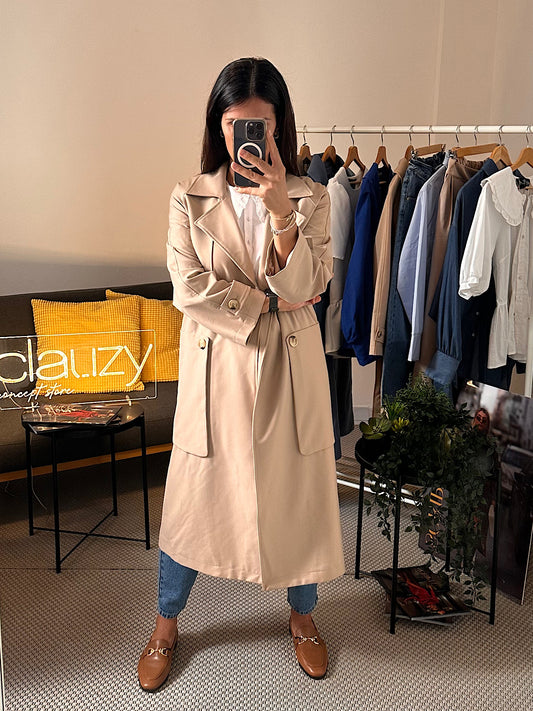 FERRACHE Trench-coat gabardine longue beige 