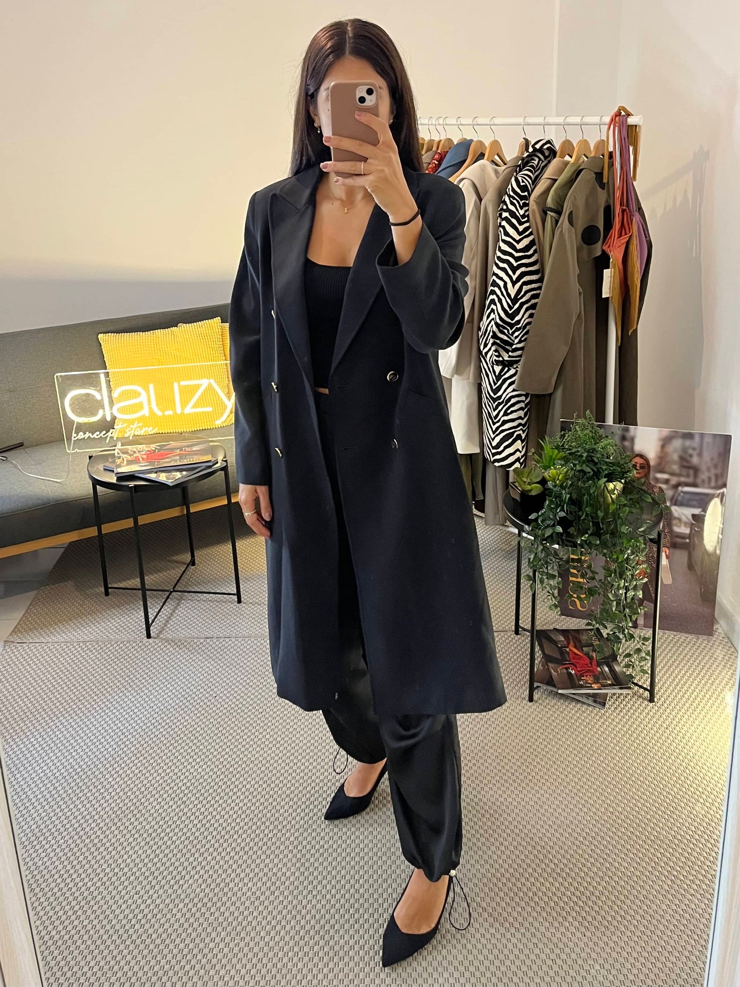 Manteau long blazer noir