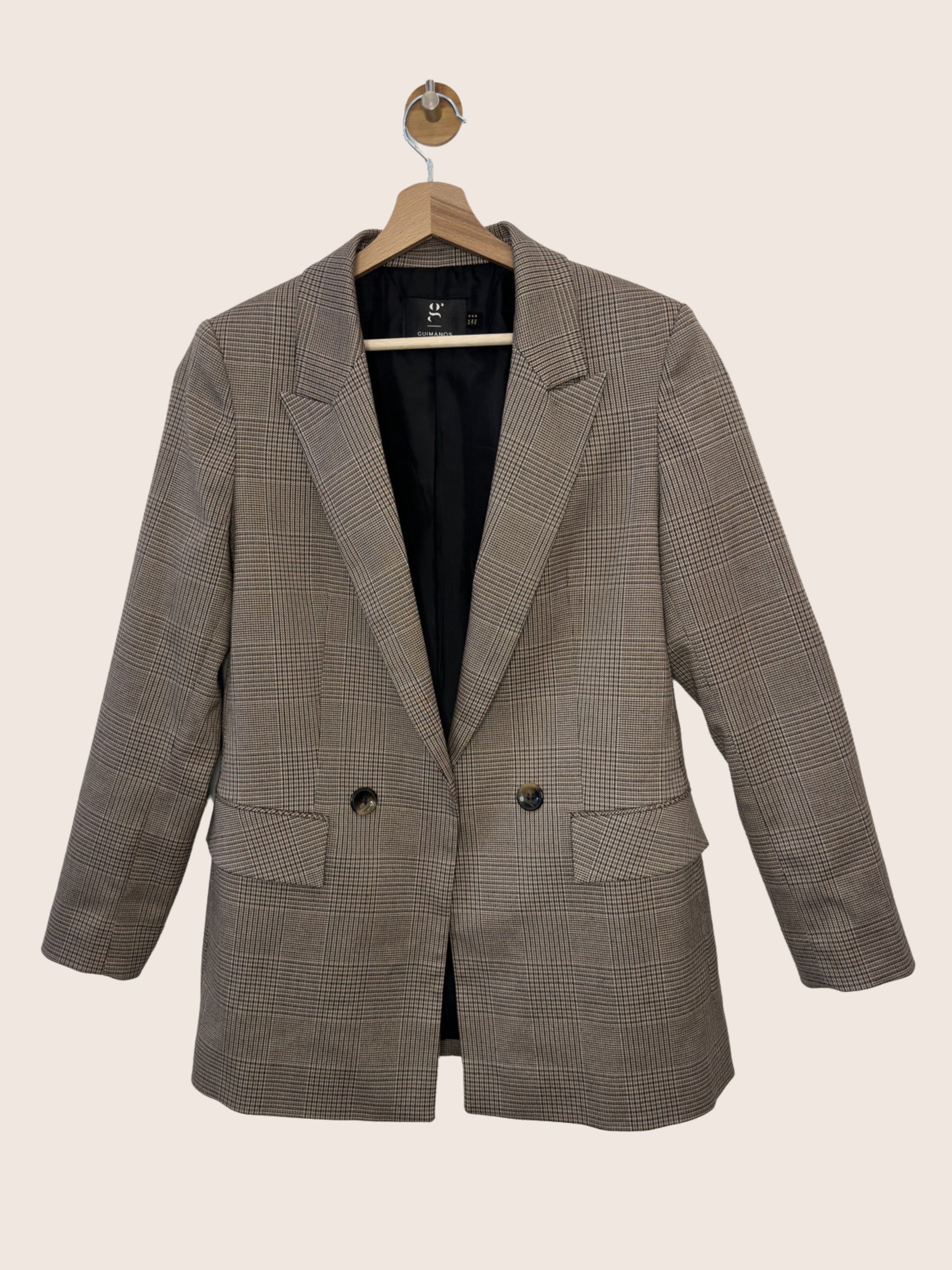 Blazer carreaux droit marron