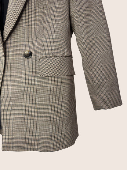 Blazer carreaux droit marron