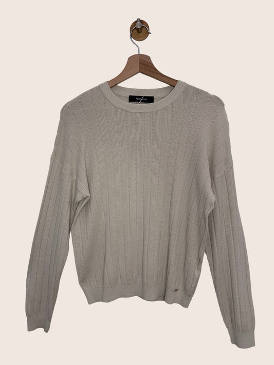 Pull beige en maille à col rond